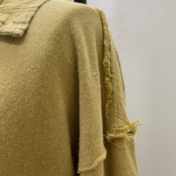 Free People L/S Mustard Top Collared V-Neck Cuffs - Picture 12 of 16